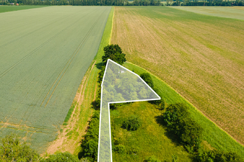 zákres s obecní cestou - cesta není předmětem prodeje  - Prodej pozemku 600 m², Jičín