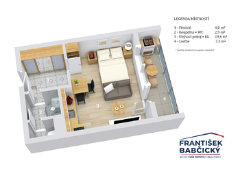 Prodej bytu 1+kk v osobním vlastnictví 29 m², Praha 4 - Kamýk