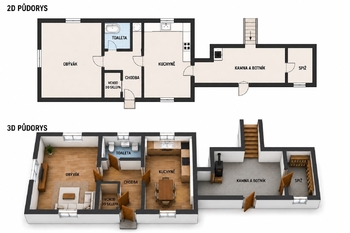 PŮDORYS PŘÍZEMÍ - Prodej domu 160 m², Vršovice