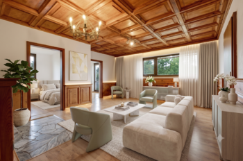 VIZUALIZACE - obývací pokoj 2NP - Prodej domu 240 m², Praha 10 - Dubeč