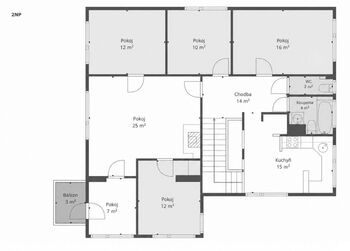 půdorys 2NP - Prodej domu 240 m², Praha 10 - Dubeč