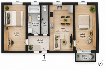Pronájem bytu 3+kk v osobním vlastnictví 80 m², Brno