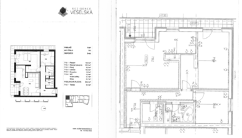 Plánek - Pronájem bytu 3+kk v osobním vlastnictví 83 m², Praha 9 - Letňany
