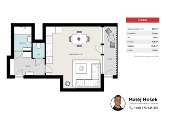 Pronájem bytu 1+kk v osobním vlastnictví 44 m², Praha 8 - Bohnice