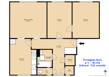 Pronájem bytu 3+1 v družstevním vlastnictví 82 m², Zeleneč
