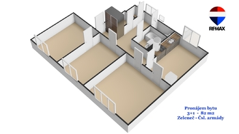 Pronájem bytu 3+1 v družstevním vlastnictví 82 m², Zeleneč