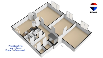 Pronájem bytu 3+1 v družstevním vlastnictví 82 m², Zeleneč