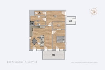 Pronájem bytu 2+kk v osobním vlastnictví 68 m², Třebíč