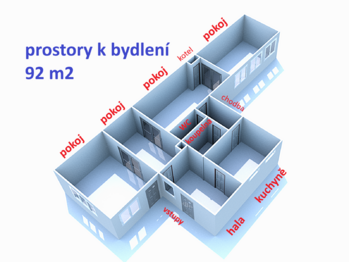 rozložení prostoru/bytu ... - Pronájem bytu 4+1 v osobním vlastnictví 92 m², Havlíčkův Brod