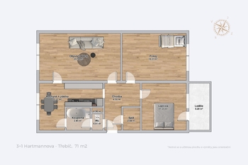 Prodej bytu 3+1 v osobním vlastnictví 78 m², Třebíč