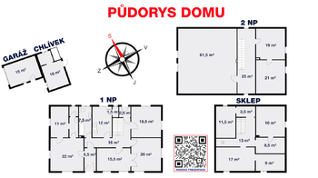 Půdorys - Prodej domu 152 m², Hoštka