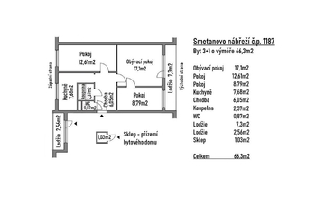 Pronájem bytu 3+1 v osobním vlastnictví 66 m², Hradec Králové