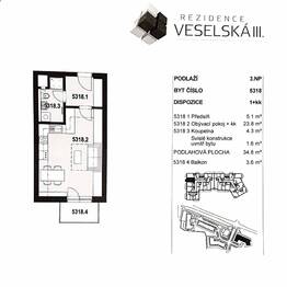 Pronájem bytu 1+kk v osobním vlastnictví 35 m², Praha 9 - Letňany