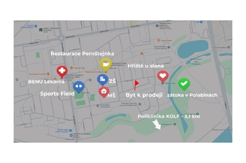 Umístění na mapě - Prodej bytu 1+kk v osobním vlastnictví 27 m², Pardubice