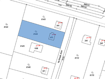 Katastrální mapa - celková plocha 969m2 - Prodej pozemku 969 m², Pyšely