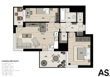 Prodej bytu 3+kk v osobním vlastnictví 59 m², Praha 9 - Vysočany