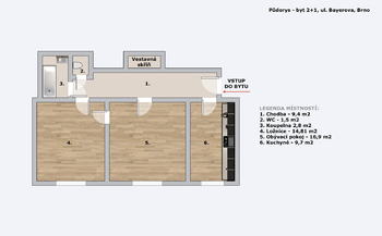 Prodej bytu 2+1 v osobním vlastnictví 55 m², Brno