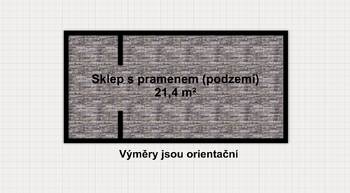 Půdorys - sklep s pramenem - Prodej chaty / chalupy 138 m², Chřibská