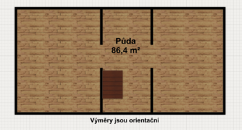 Půdorys - půda - Prodej chaty / chalupy 138 m², Chřibská