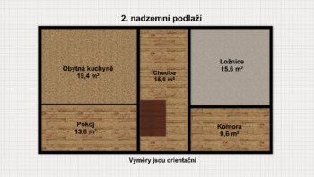 Půdorys - 2. NP - Prodej chaty / chalupy 138 m², Chřibská