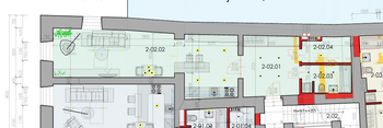 Plánek bytu - Prodej bytu 2+kk v osobním vlastnictví 53 m², Vyškov