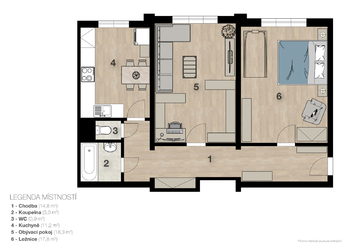 Prodej bytu 2+1 v družstevním vlastnictví 66 m², Praha 4 - Krč