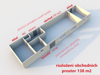 dispoziční rozložení (dnes) ... - Pronájem obchodních prostor, Havlíčkův Brod