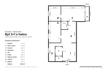 Prodej bytu 3+1 v osobním vlastnictví 78 m², Týn nad Vltavou