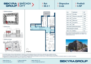 Pronájem bytu 3+kk v osobním vlastnictví 77 m², Praha 5 - Smíchov