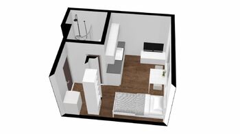 půdorys - Pronájem bytu 1+kk v osobním vlastnictví 15 m², Kuřim