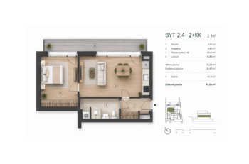Pronájem bytu 2+kk v osobním vlastnictví 53 m², Praha 4 - Podolí