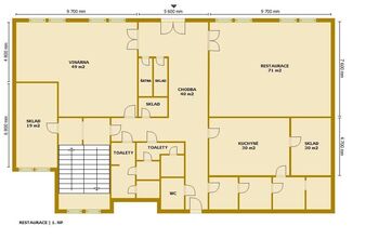 restaurace 1.NP - Prodej ubytovacího zařízení 1360 m², Blšany