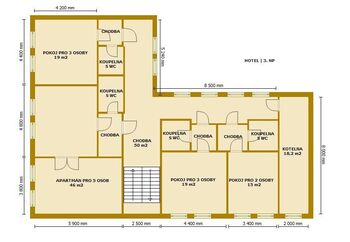 hotel 3.NP - Prodej ubytovacího zařízení 1360 m², Blšany