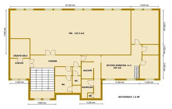 restaurace 2.NP - Prodej ubytovacího zařízení 1360 m², Blšany