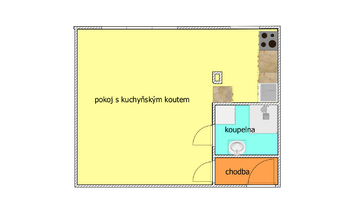 plánek - Pronájem bytu 1+kk v osobním vlastnictví 31 m², České Budějovice
