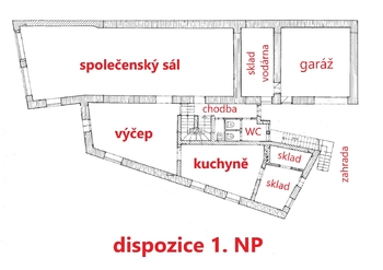 1. NP - dispozice celku ... - Prodej obchodních prostor, Březník