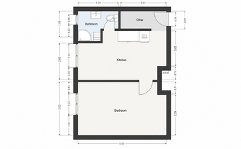 Plánek bytu - Pronájem bytu 2+kk v osobním vlastnictví 39 m², Praha 3 - Vinohrady