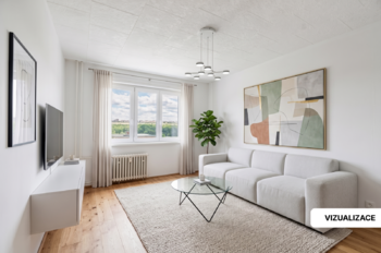 Vizualizace: Obývací pokoj - Prodej bytu 2+1 v družstevním vlastnictví 52 m², Praha 10 - Záběhlice