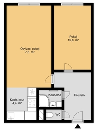 původní stav - Prodej bytu 2+kk v osobním vlastnictví 43 m², Mladá Boleslav