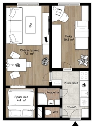 současný stav - Prodej bytu 2+kk v osobním vlastnictví 43 m², Mladá Boleslav