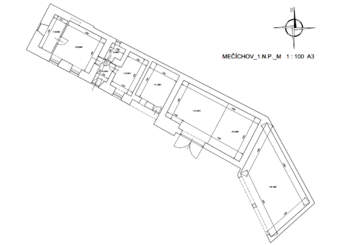 Půdorys stávající budovy - Pronájem chaty / chalupy 54 m², Mečichov