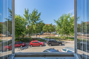 Pohled z okna - Prodej bytu 2+kk v osobním vlastnictví 43 m², Praha 3 - Vinohrady