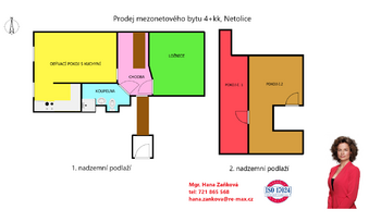 plánek - Prodej bytu 4+kk v osobním vlastnictví 84 m², Netolice
