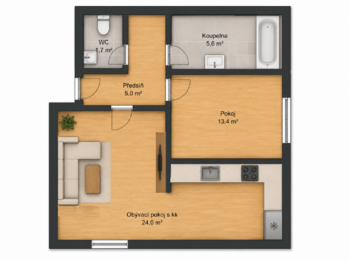 Pronájem bytu 2+kk v osobním vlastnictví 50 m², Říčany