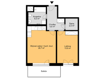 Pronájem bytu 2+kk v osobním vlastnictví 54 m², Praha 4 - Modřany