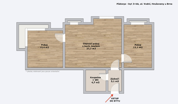 Prodej bytu 3+kk v osobním vlastnictví 65 m², Hrušovany u Brna