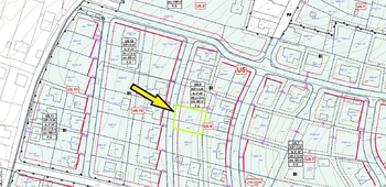 uliční čára - Prodej pozemku 818 m², Adamov