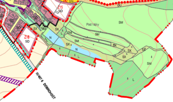 Výřez - Územní plán - Prodej pozemku 25771 m², Dačice