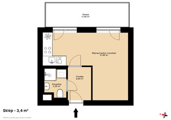 Pronájem bytu 1+kk v osobním vlastnictví 31 m², Praha 5 - Řeporyje