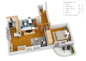 Prodej bytu 2+kk Praha 9 – Vinoř | Světlý byt v zeleni se společnou zahradou - Prodej bytu 2+kk v osobním vlastnictví 44 m², Praha 9 - Vinoř